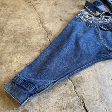 画像8: STRING ART PATTERN STUDS DESIGN SHORT DENIM JACKET / Ladies M (8)