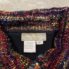 画像10: COLOR MIX BORDER PATTERN SILK JACKET / Mens S / MADE IN INDIA (10)
