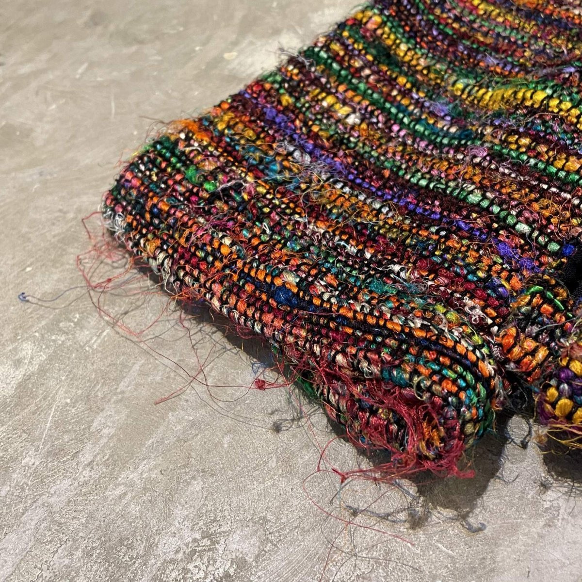 画像7: COLOR MIX BORDER PATTERN SILK JACKET / Mens S / MADE IN INDIA (7)