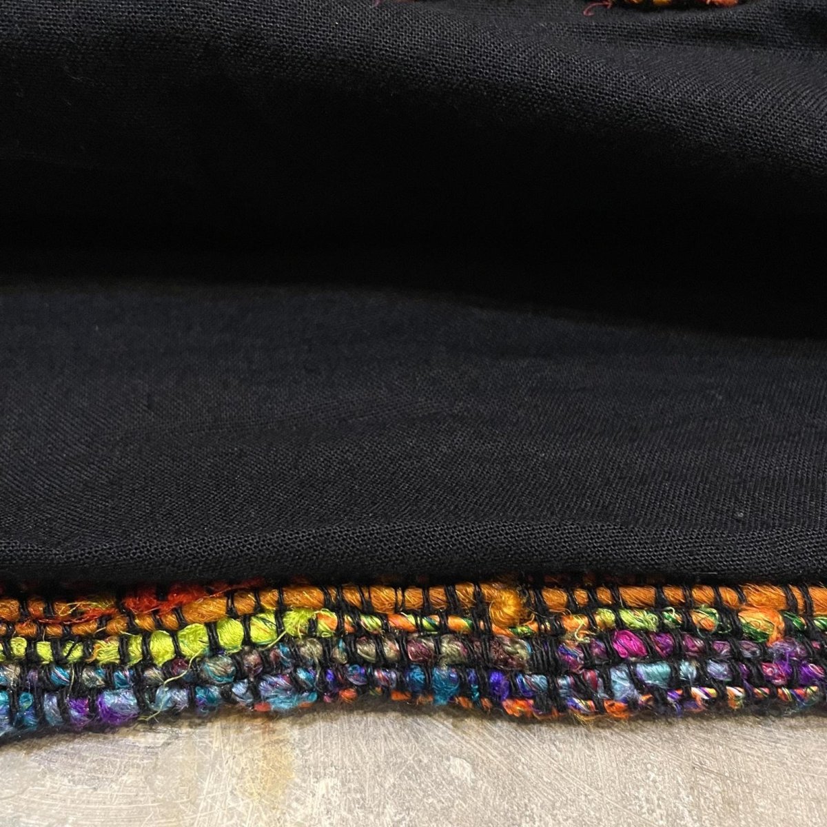 画像8: COLOR MIX BORDER PATTERN SILK JACKET / Mens S / MADE IN INDIA (8)