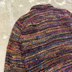 画像9: COLOR MIX BORDER PATTERN SILK JACKET / Mens S / MADE IN INDIA (9)