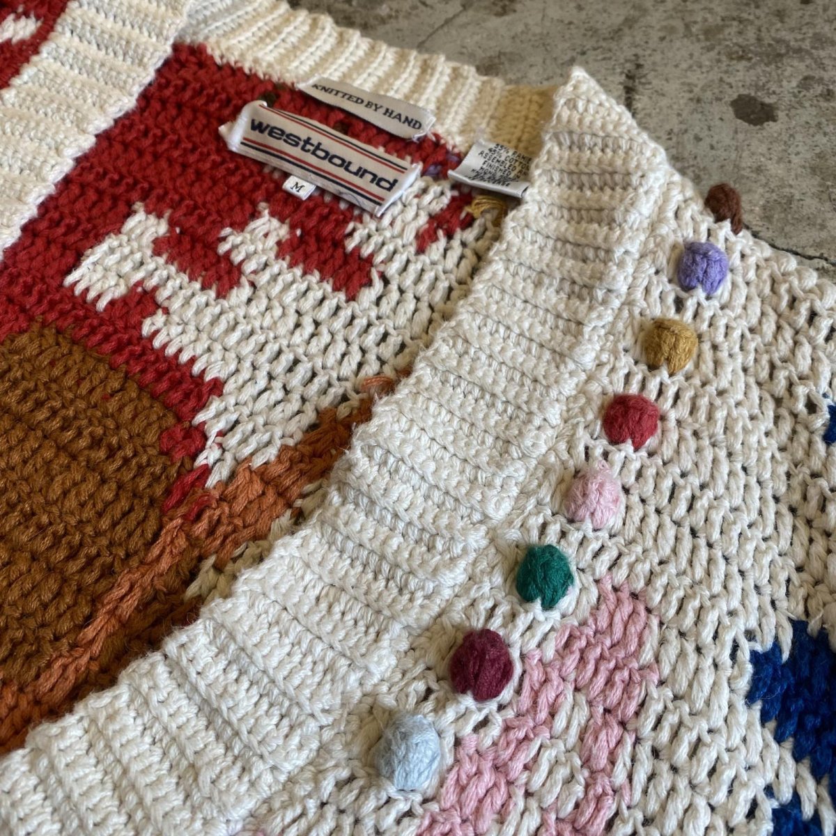 画像5: COLOR ALL OVER PATTERN COTTON KNIT CARDIGAN / Ladies M(L) (5)