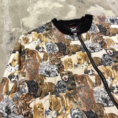 画像3: 80~90's ALL OVER DOGS GRAPHIC PATTERN ZIP UP JACKET / Mens XL / MADE IN USA (3)
