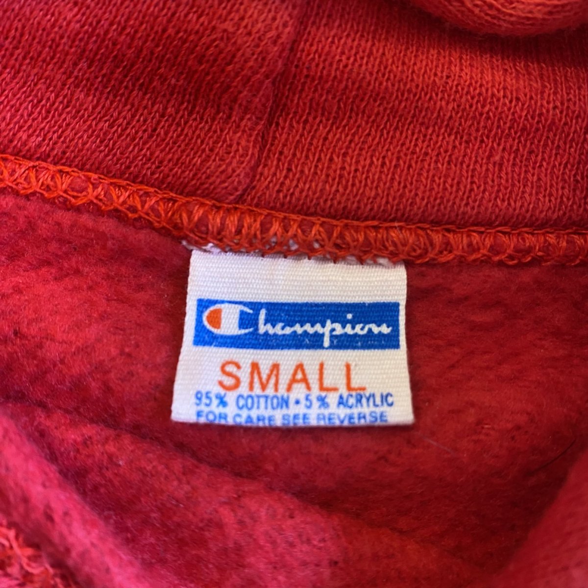 画像12: 70's "CHAMPION" PRINTED DESIGN RED COLOR SWEAT HOODIE / Ladies S(M) (12)