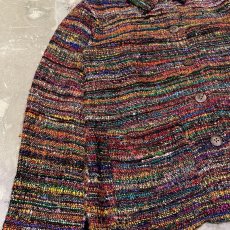 画像5: COLOR MIX BORDER PATTERN SILK JACKET / Mens S / MADE IN INDIA (5)