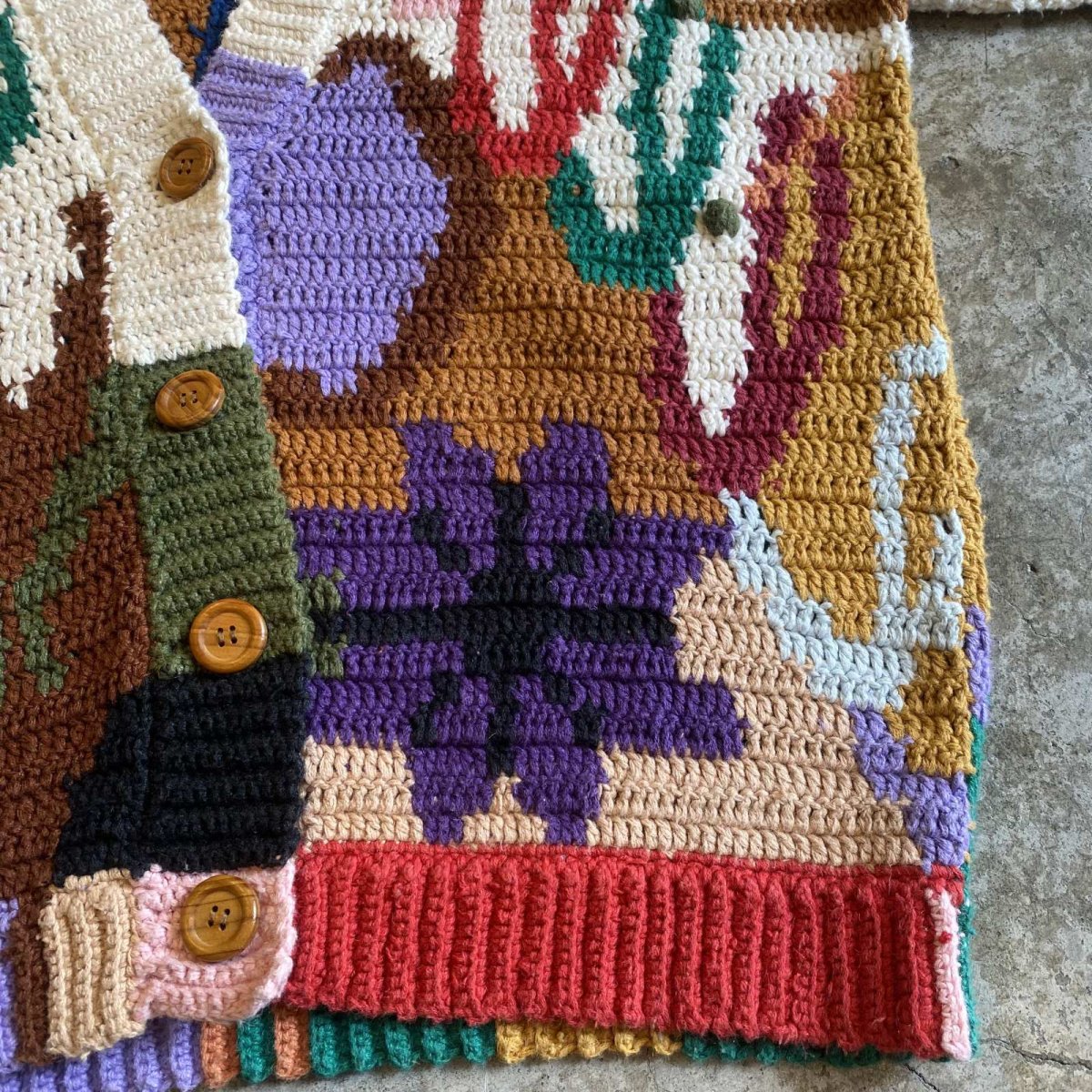 画像7: COLOR ALL OVER PATTERN COTTON KNIT CARDIGAN / Ladies M(L) (7)