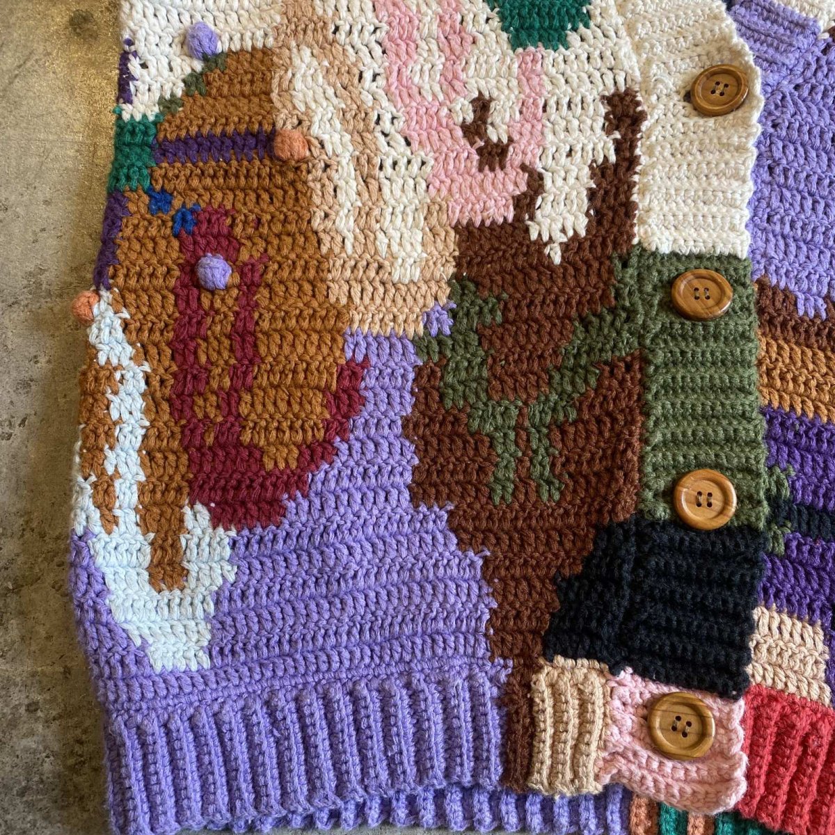 画像6: COLOR ALL OVER PATTERN COTTON KNIT CARDIGAN / Ladies M(L) (6)