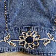画像12: STRING ART PATTERN STUDS DESIGN SHORT DENIM JACKET / Ladies M (12)