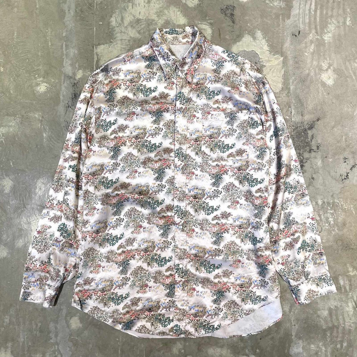 画像1: ALL OVER CHINA PATTERN SNAP BUTTON L/S SHIRT / Mens L (1)