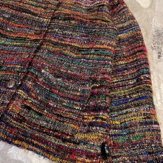 画像6: COLOR MIX BORDER PATTERN SILK JACKET / Mens S / MADE IN INDIA (6)