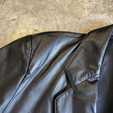 画像9: BLACK COLOR OVER DESIGN LEATHER TAILORED JACKET / Ladies L (9)