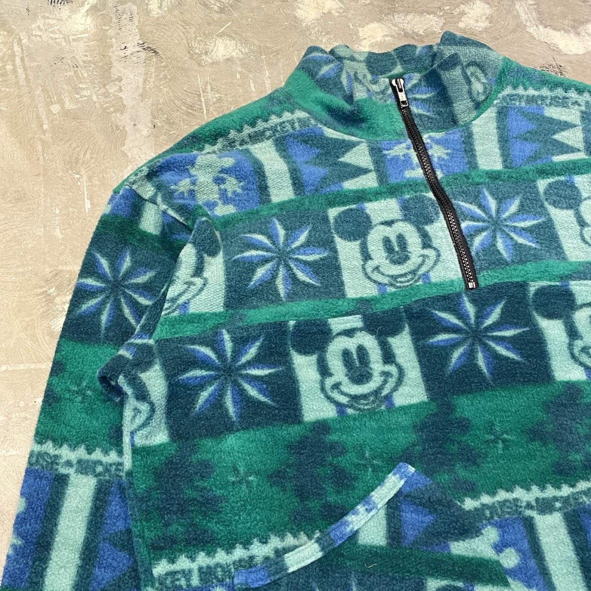 画像3: "MICKEY MOUSE" MULTI GRAPHIC PATTERN HALF ZIP FLEECE / Mens S(L) (3)