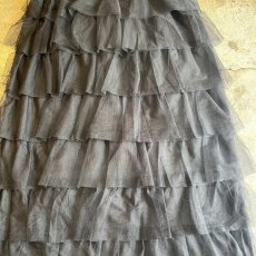 画像8: BLACK COLOR TIERED DESIGN LONG SKIRT / W25~W33 (8)