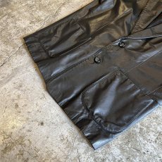画像4: BLACK COLOR OVER DESIGN LEATHER TAILORED JACKET / Ladies L (4)