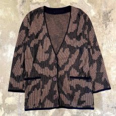 画像1: BICOLOR ALL OVER ARTISTIC PATTERN CARDIGAN / Mens M (1)