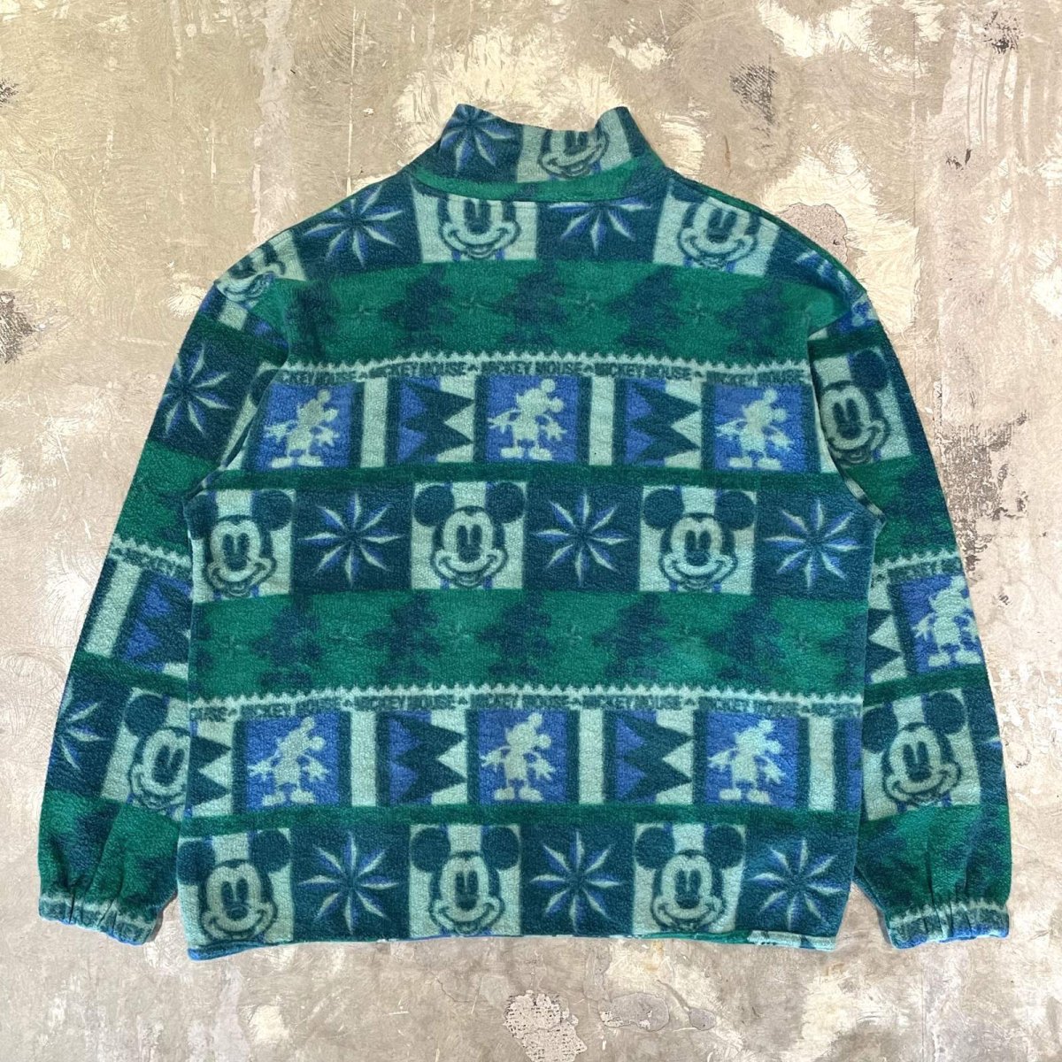 画像2: "MICKEY MOUSE" MULTI GRAPHIC PATTERN HALF ZIP FLEECE / Mens S(L) (2)