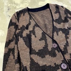 画像3: BICOLOR ALL OVER ARTISTIC PATTERN CARDIGAN / Mens M (3)