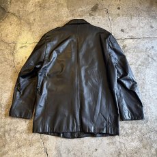 画像2: BLACK COLOR OVER DESIGN LEATHER TAILORED JACKET / Ladies L (2)