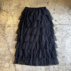 画像1: BLACK COLOR TIERED DESIGN LONG SKIRT / W25~W33 (1)