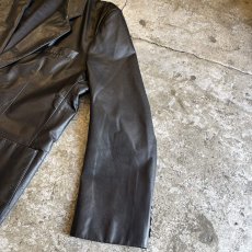 画像8: BLACK COLOR OVER DESIGN LEATHER TAILORED JACKET / Ladies L (8)
