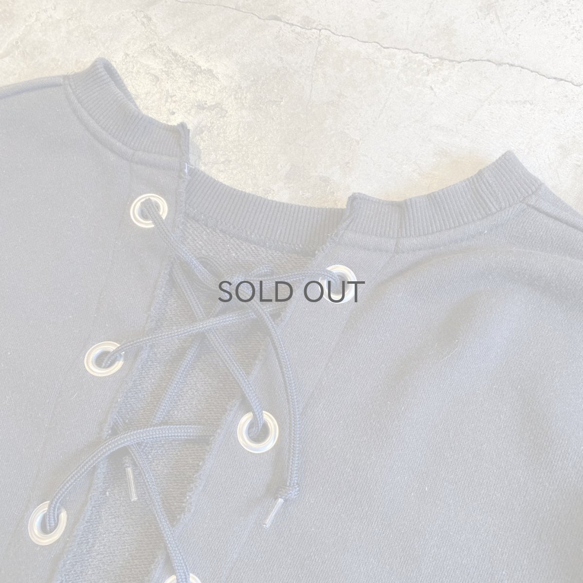 画像6: BACK LACE UP DESIGN SLIT BLACK COLOR SWEAT / Ladies L (6)