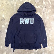 画像1: 【CHAMPION】SLEEVE LOGO CRASH DAMAGE HOODIE SWEAT / Mens XL (1)
