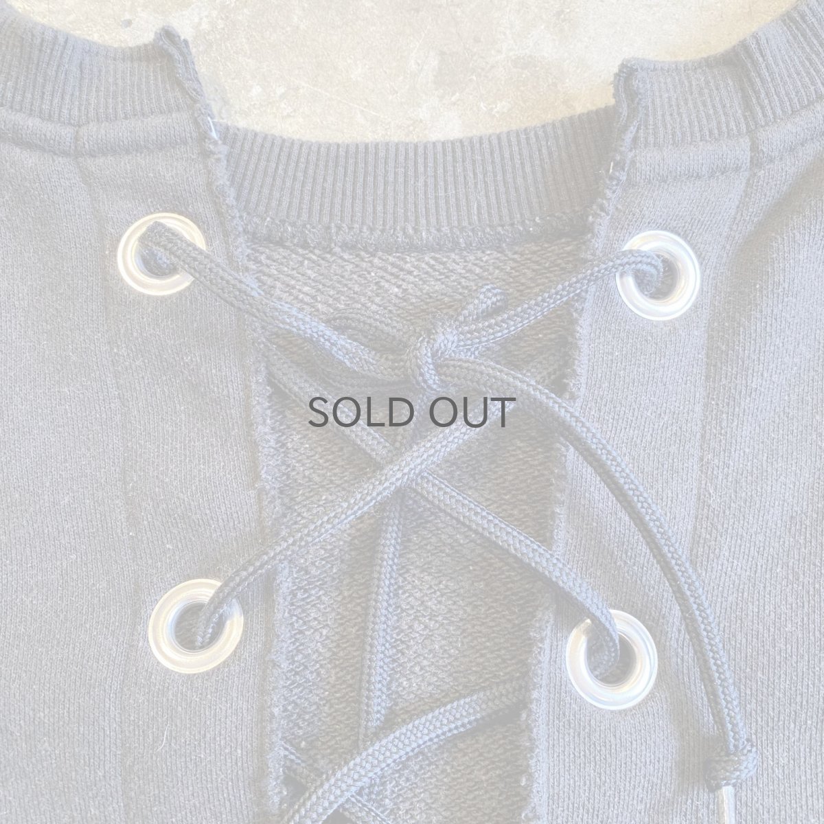 画像7: BACK LACE UP DESIGN SLIT BLACK COLOR SWEAT / Ladies L (7)