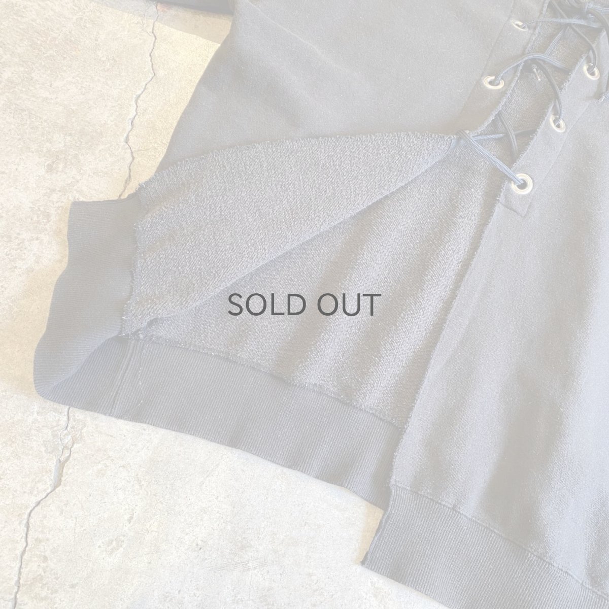 画像5: BACK LACE UP DESIGN SLIT BLACK COLOR SWEAT / Ladies L (5)