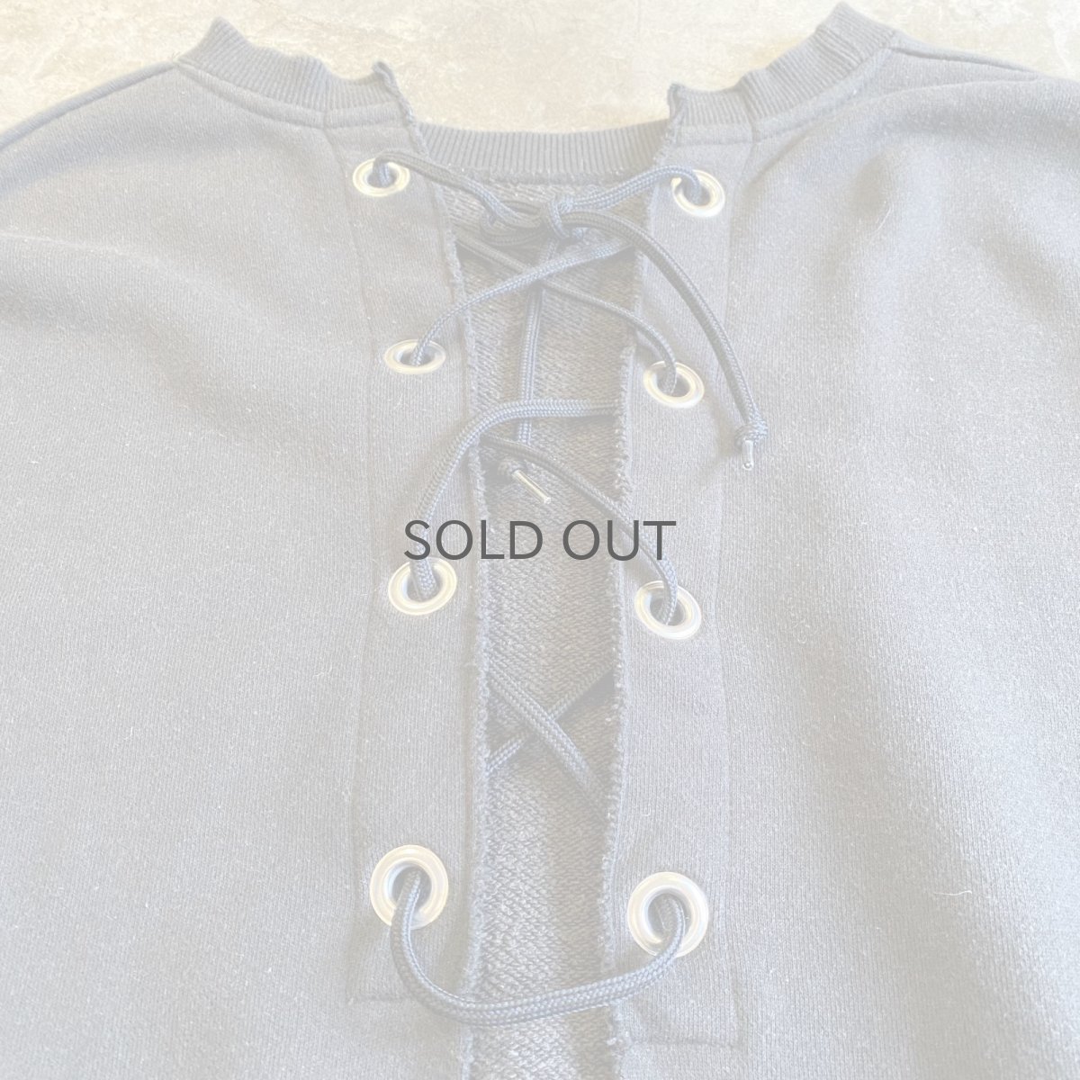 画像4: BACK LACE UP DESIGN SLIT BLACK COLOR SWEAT / Ladies L (4)