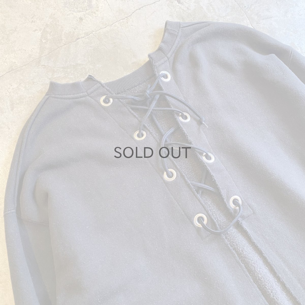 画像3: BACK LACE UP DESIGN SLIT BLACK COLOR SWEAT / Ladies L (3)