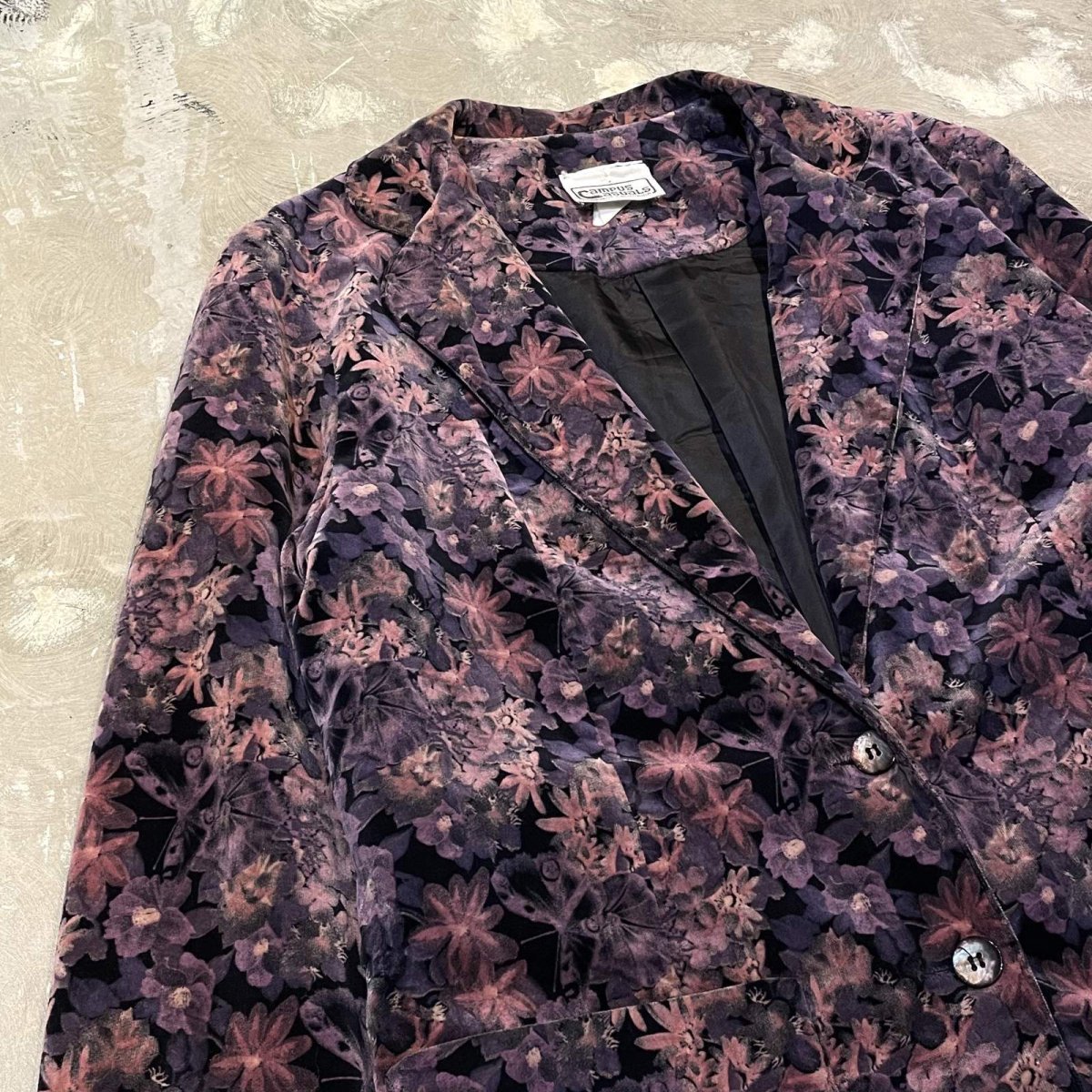 画像3: ALL OVER FLORAL PATTERN VELOUR TAILORED JACKET / Mens S (3)