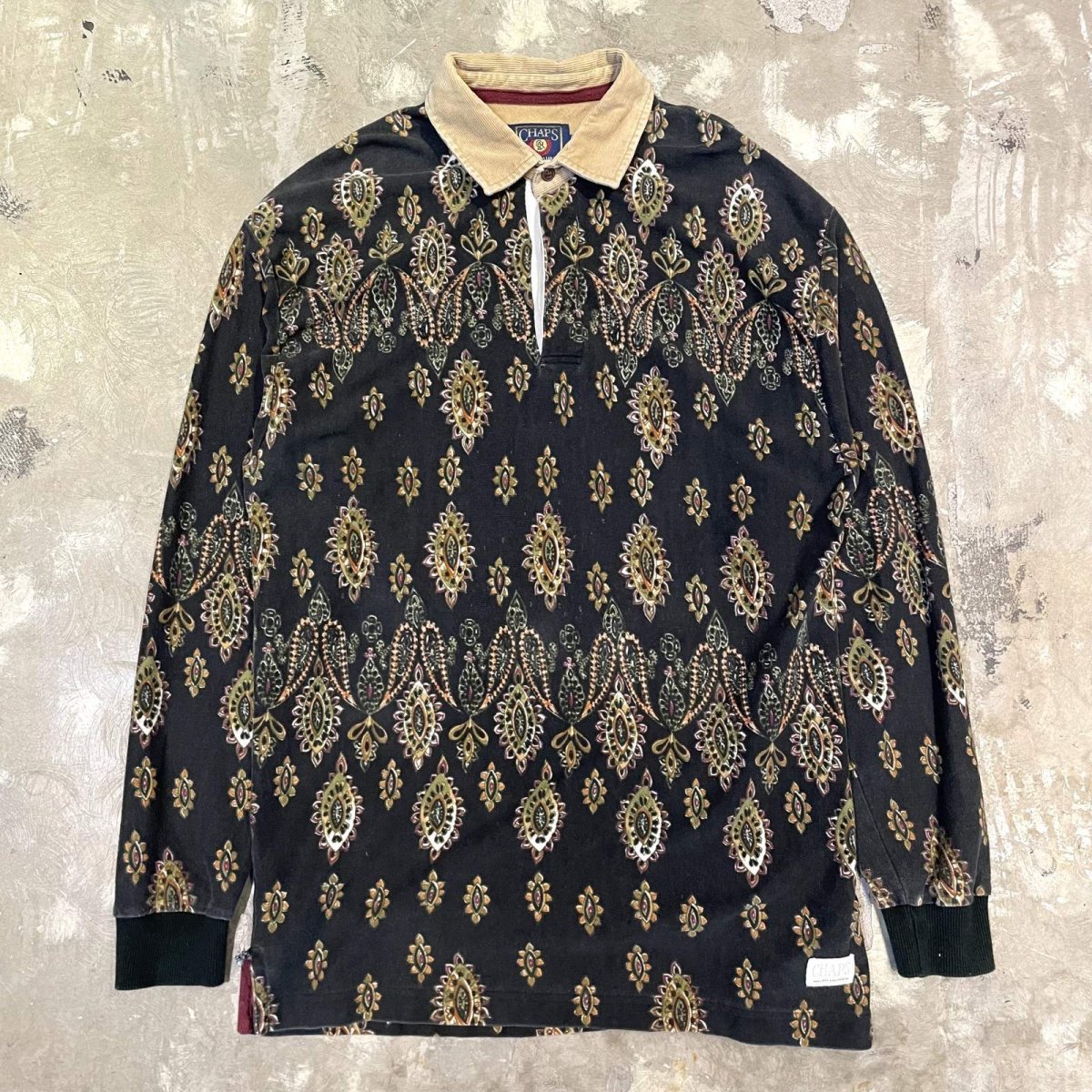 画像1: 【CHAPS RALPH LAUREN】ALL OVER PATTERN HALF BUTTON L/S SHIRT / Mens L(XL) (1)