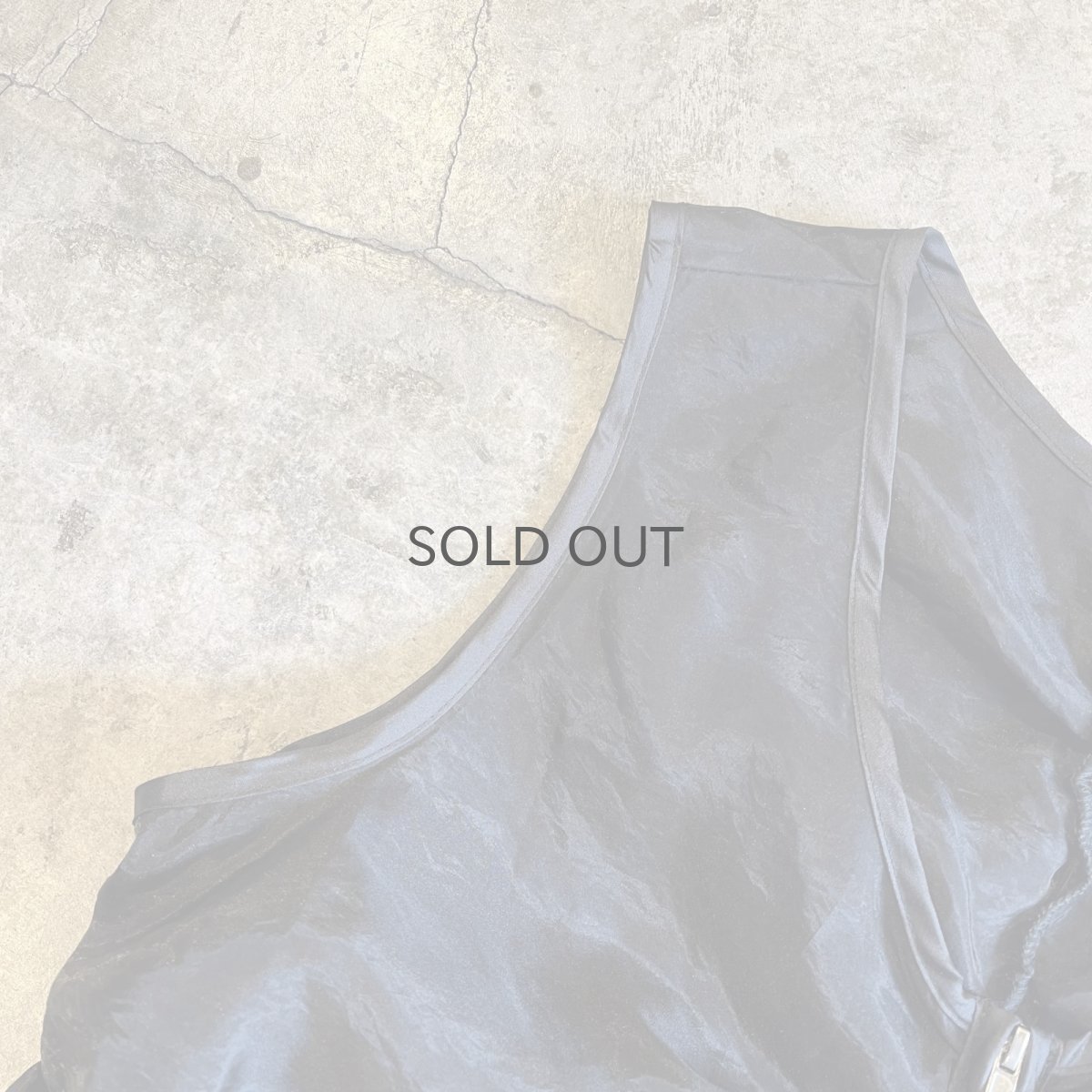 画像8: BLACK COLOR GATHER DOUBLE ZIP DESIGN SHEER N/S TOPS / Ladies M (8)