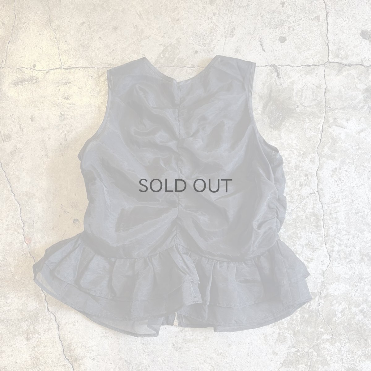 画像2: BLACK COLOR GATHER DOUBLE ZIP DESIGN SHEER N/S TOPS / Ladies M (2)