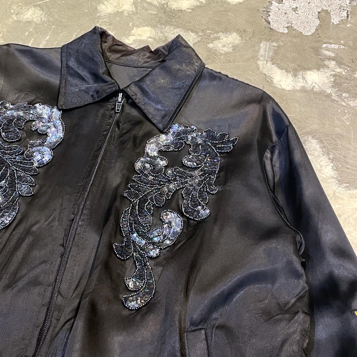 画像4: SPANGLES & GRAPHIC EMBROIDERY ZIP UP JACKET / Mens L (4)