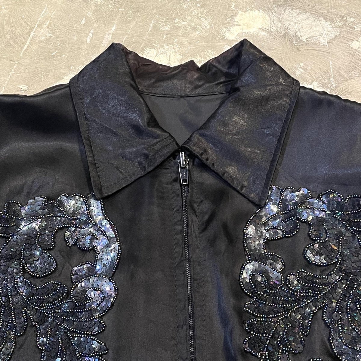 画像11: SPANGLES & GRAPHIC EMBROIDERY ZIP UP JACKET / Mens L (11)