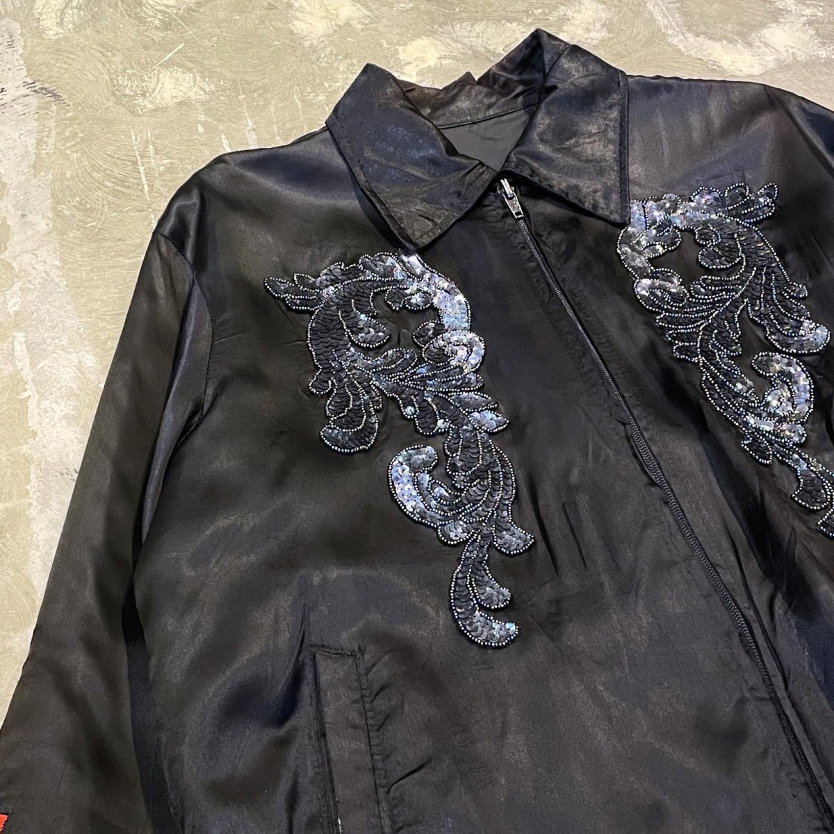 画像3: SPANGLES & GRAPHIC EMBROIDERY ZIP UP JACKET / Mens L (3)