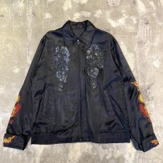 画像1: SPANGLES & GRAPHIC EMBROIDERY ZIP UP JACKET / Mens L (1)