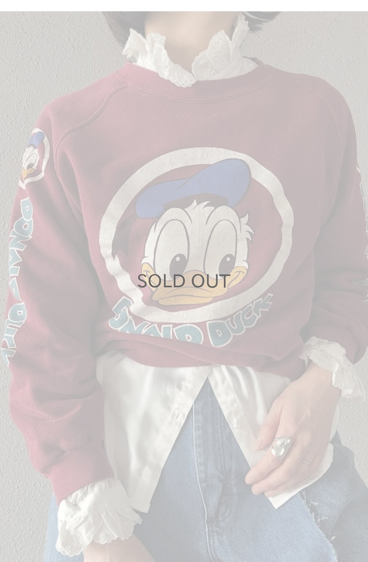 画像12: OLD 3 LOCATIONS "DONALD DUCK" PRINTED DESIGN L/S SWEAT / Ladies M (12)