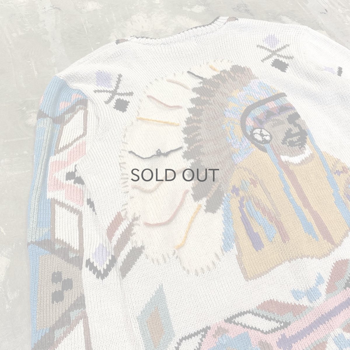 画像9: NATIVE GRAPHIC PATTERN HANDKNIT CARDIGAN / Mens L (9)