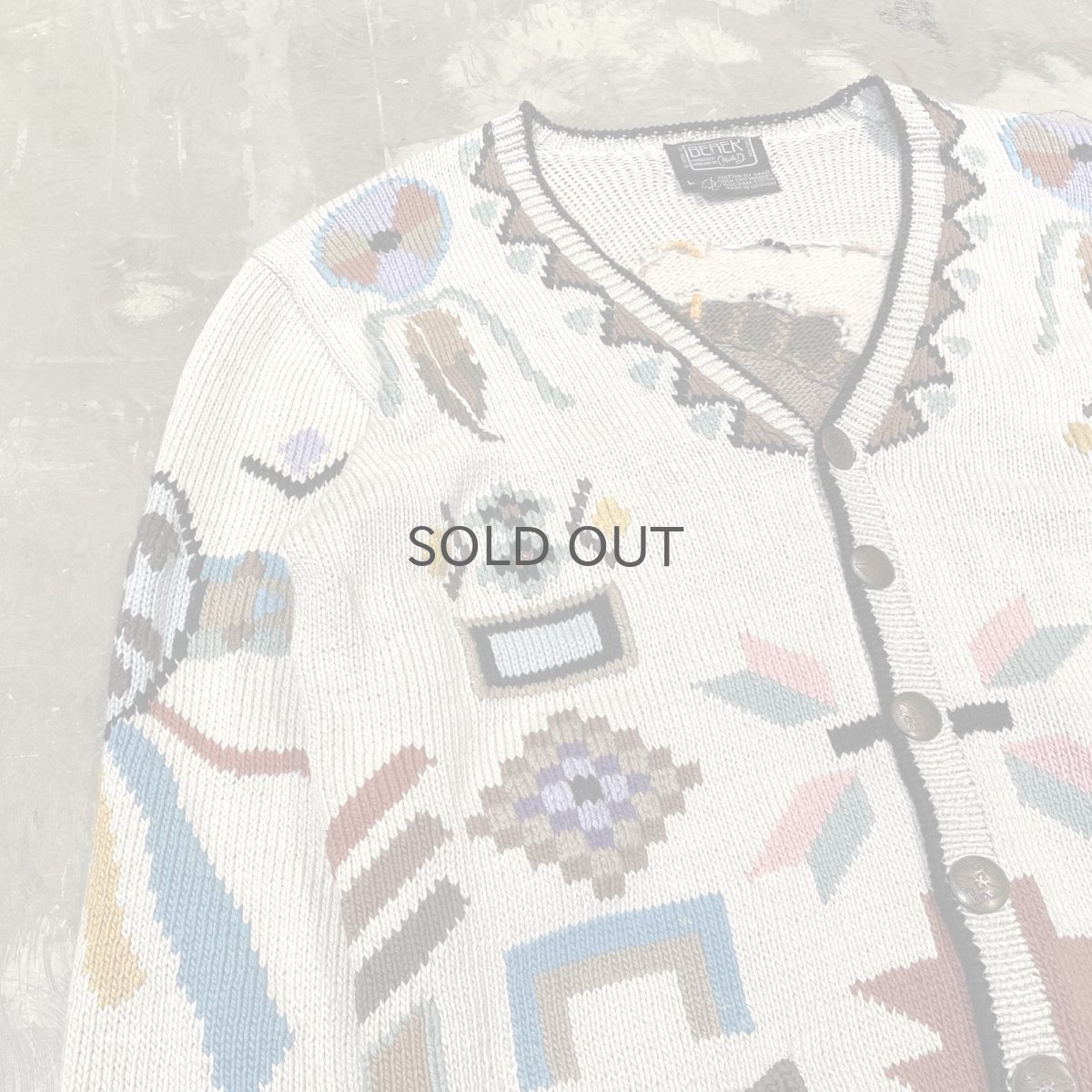 画像3: NATIVE GRAPHIC PATTERN HANDKNIT CARDIGAN / Mens L (3)