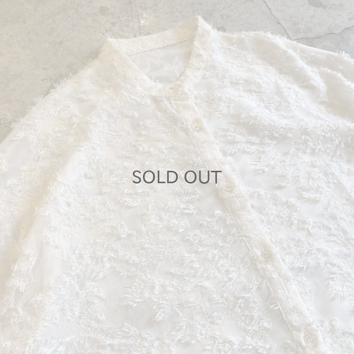 画像3: ALL OVER FLORAL SHAGGY PATTERN DESIGN SHEER SHIRT / Ladies L (3)