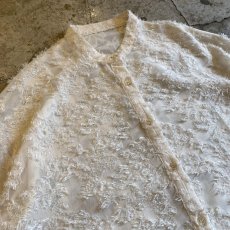 画像3: ALL OVER FLORAL SHAGGY PATTERN DESIGN SHEER SHIRT / Ladies L (3)