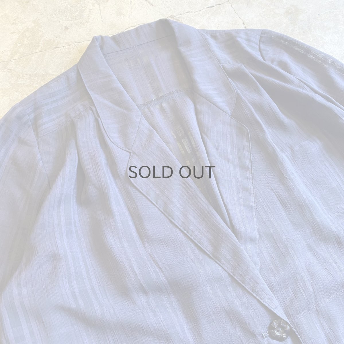 画像3: BULE COLOR CHECK PATTERN SHEER DESIGN JACKET / Ladies L (3)