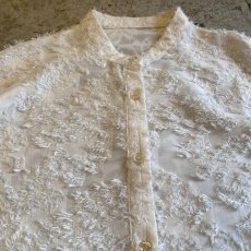 画像4: ALL OVER FLORAL SHAGGY PATTERN DESIGN SHEER SHIRT / Ladies L (4)