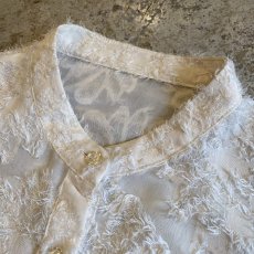 画像6: ALL OVER FLORAL SHAGGY PATTERN DESIGN SHEER SHIRT / Ladies L (6)