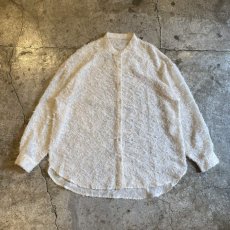 画像1: ALL OVER FLORAL SHAGGY PATTERN DESIGN SHEER SHIRT / Ladies L (1)
