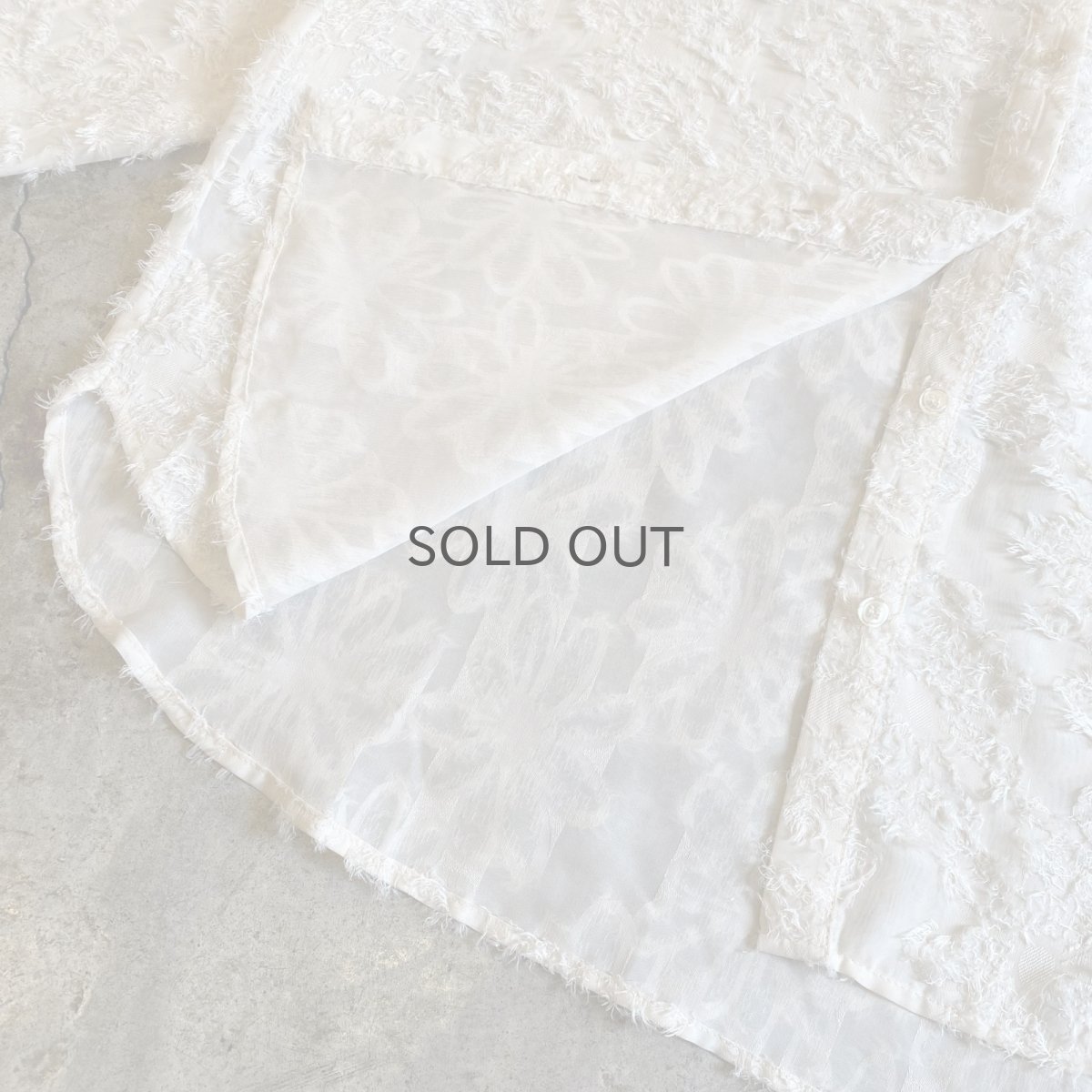 画像7: ALL OVER FLORAL SHAGGY PATTERN DESIGN SHEER SHIRT / Ladies L (7)