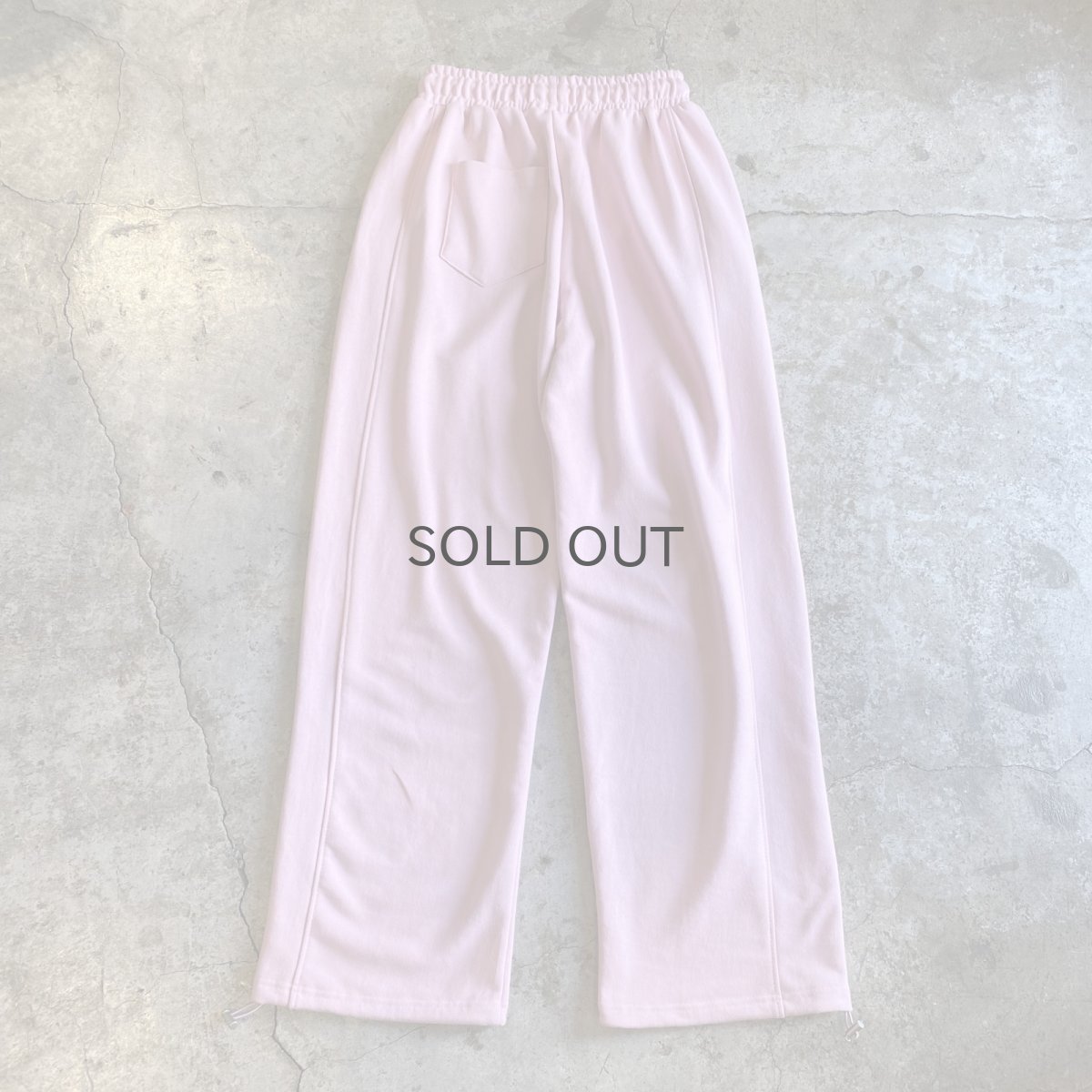 画像2: PINK COLOR DRAW CORD DESIGN SWEAT PANTS / FREE~W33 (2)