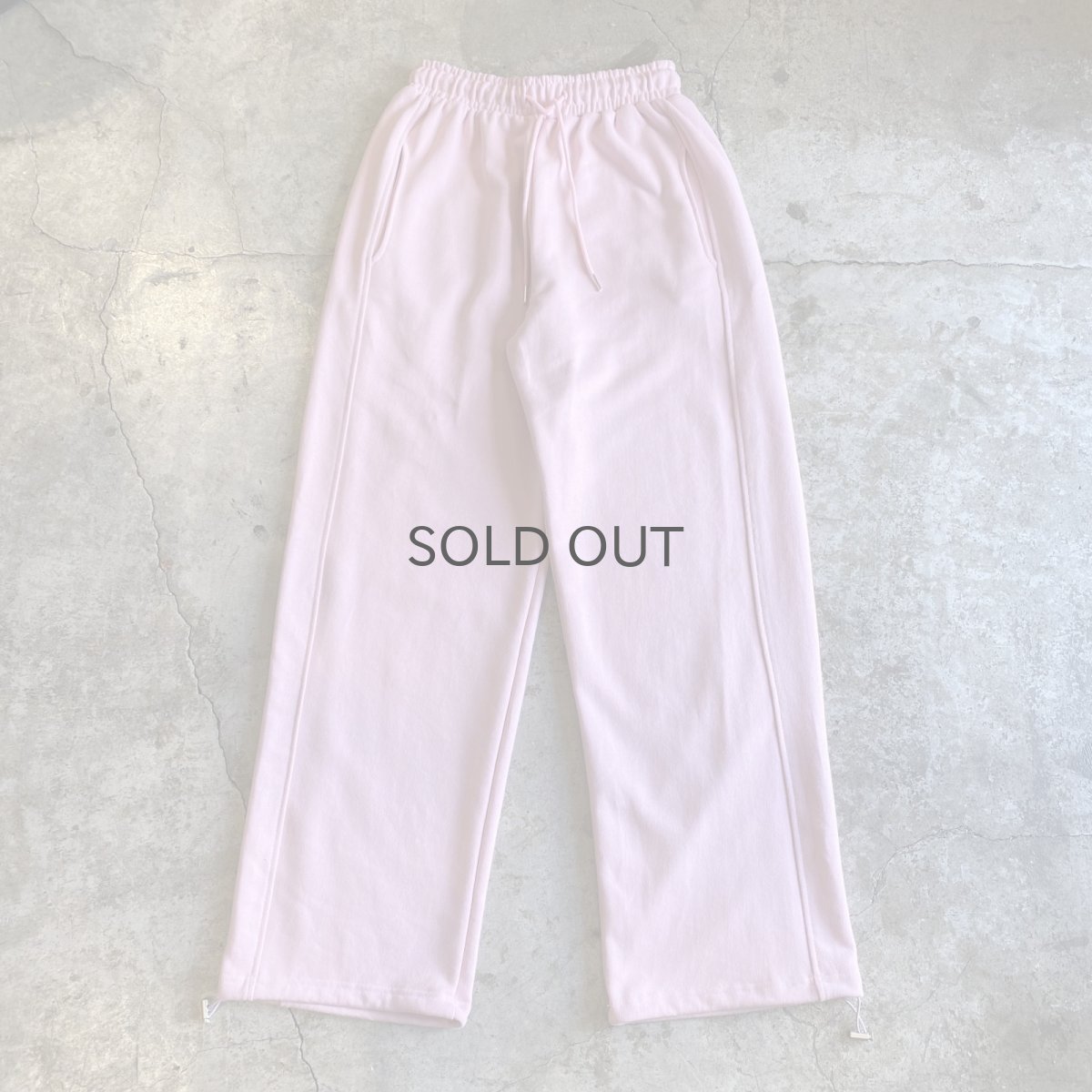 画像1: PINK COLOR DRAW CORD DESIGN SWEAT PANTS / FREE~W33 (1)